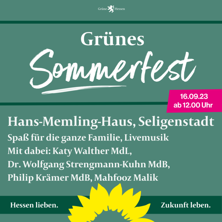 Einladung zum Sommerfest der Seligenstädter Grünen